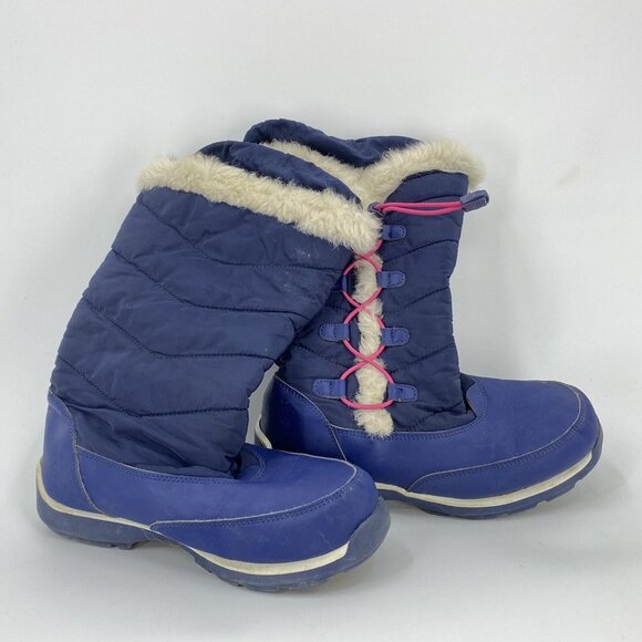 Lands End Other - Lands End Blue Fleece Lined Winter Boots Tall Elastic Girls 4M